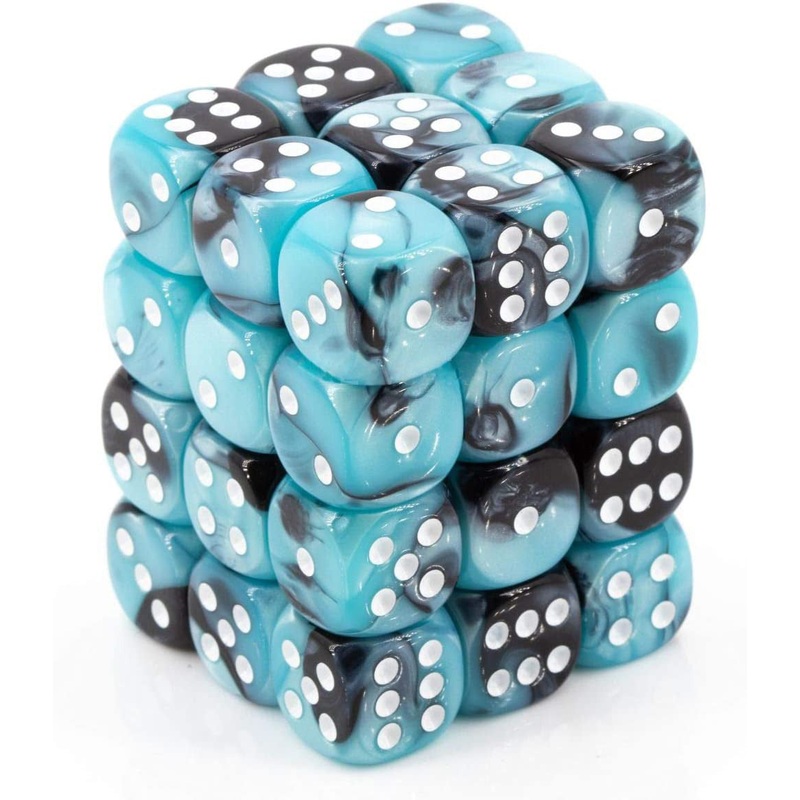 Chessex Gemini Black-Shell/white 12mm d6 Dice Block (36)