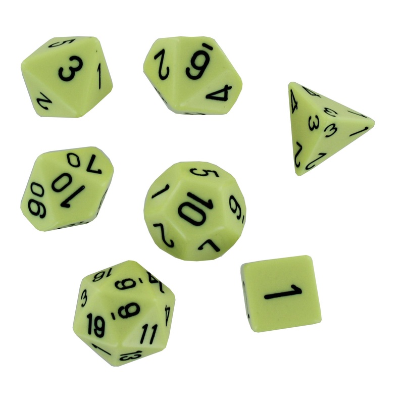 Chessex Opaque Pastel Yellow/black Polyhedral 7-Die Set
