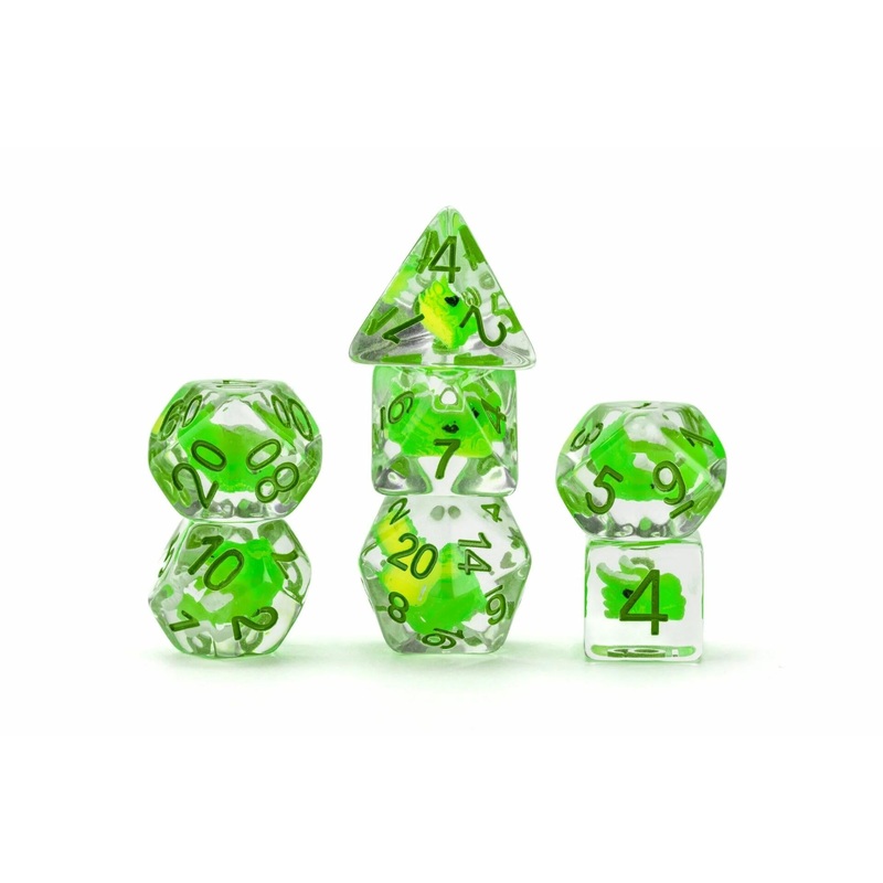 Dragon Storm Inclusion Resin Dice Set: Green Dragon