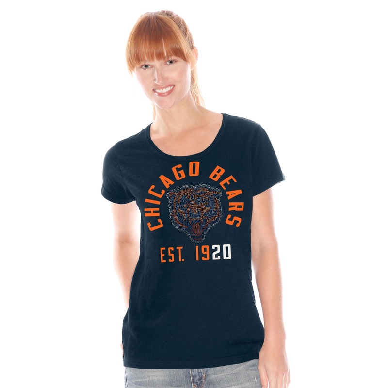 Chicago Bears Rhinestone Touch by Alyssa Milano Women's Navy Shirt