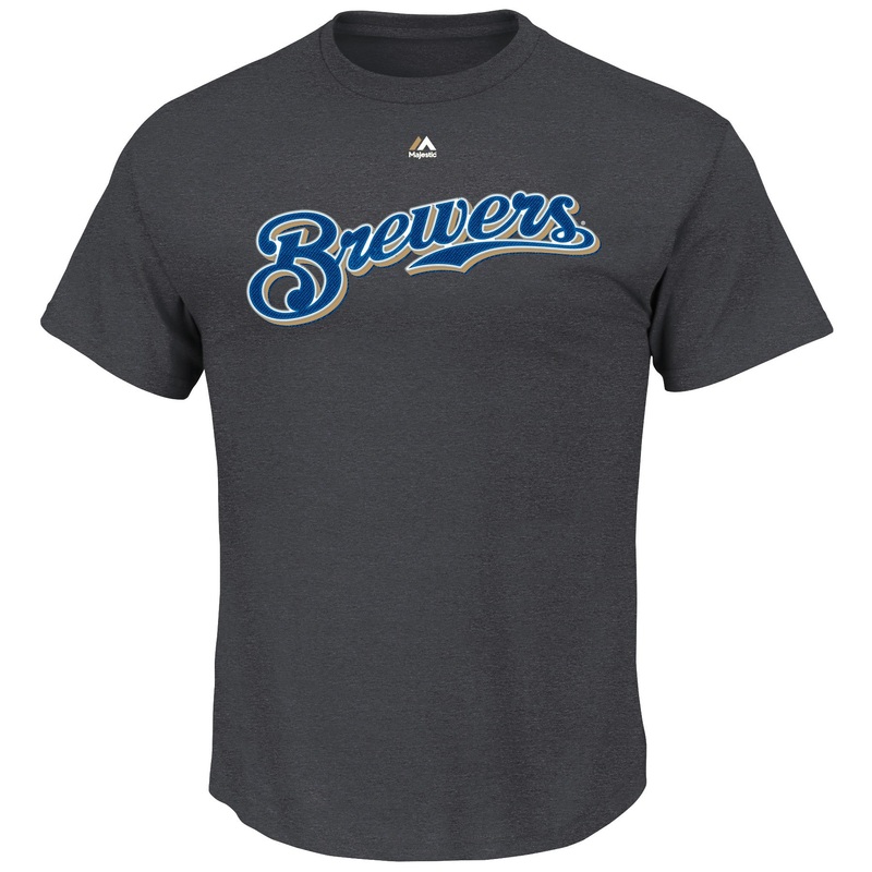 Milwaukee Brewers J. Lucroy #20 Men's Gray Name & Number Shirt