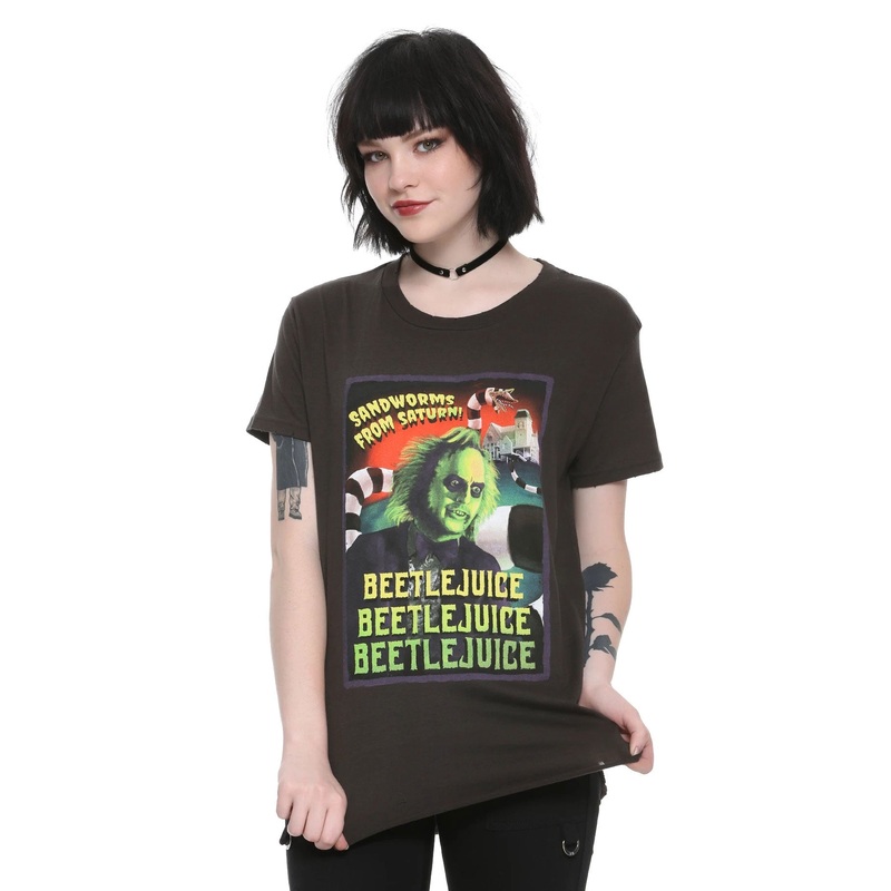 Beetlejuice Sandworms from Saturn Distressed Juniors Shirt