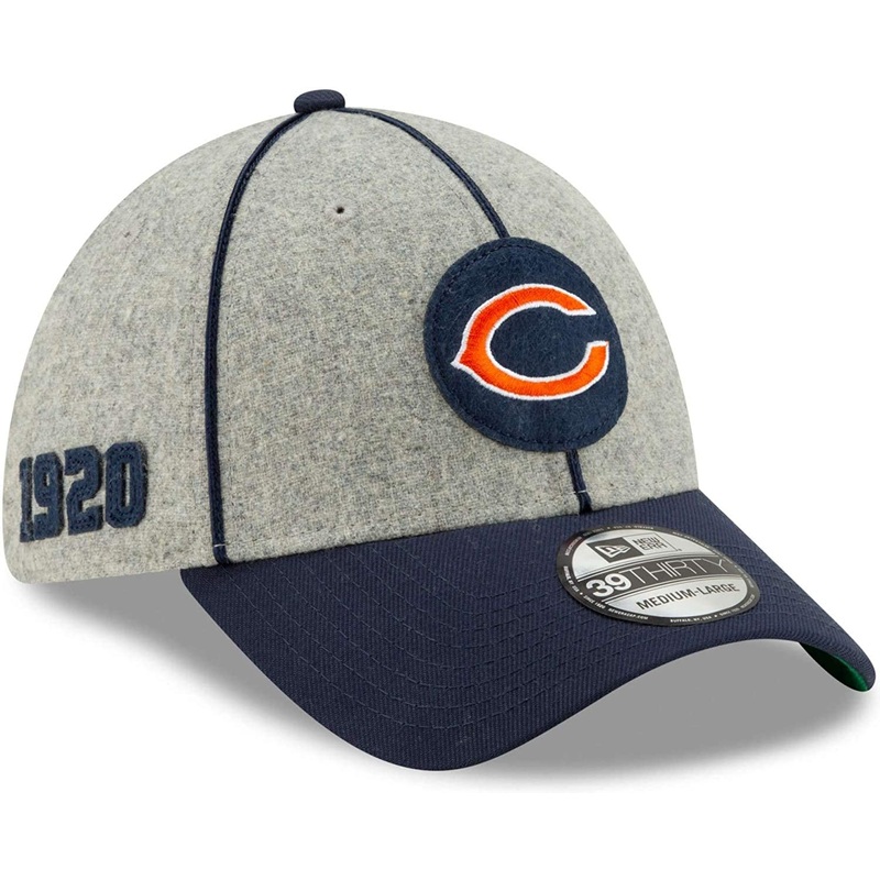 Chicago Bears Sideline Home Classic 39THIRTY Stretch Fit Cap, Grey