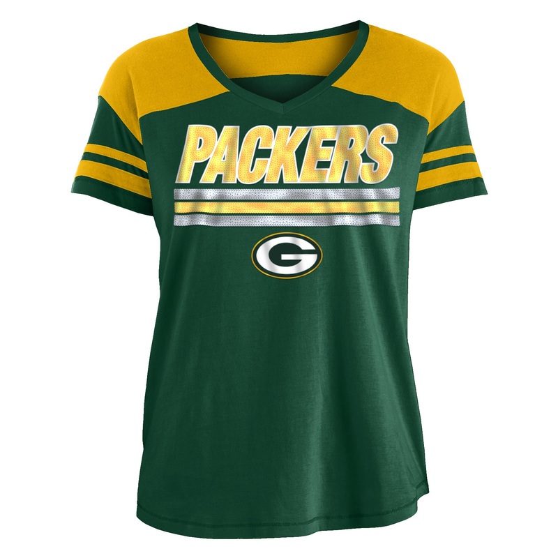 Green Bay Packers Field Goal V-Neck Short Sleeve Shirt