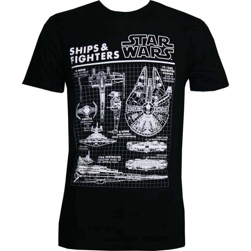 Star Wars Ships & Fighters Men's Black Shirt