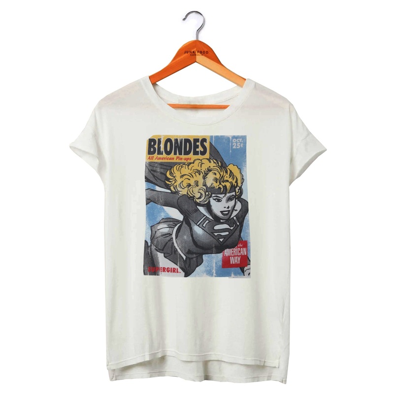 Supergirl Retro All-American Pin-Ups: Blondes Juniors T-Shirt by Junk Food
