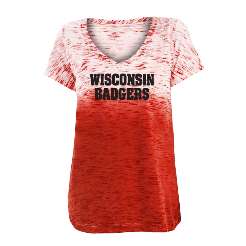 Wisconsin Badgers Dip Dye Gradient V-Neck Shirt