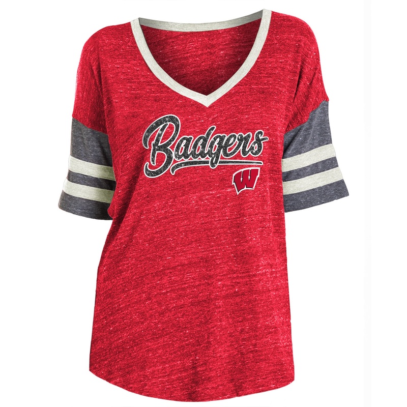 Wisconsin Badgers Sparkle V-Neck Tee