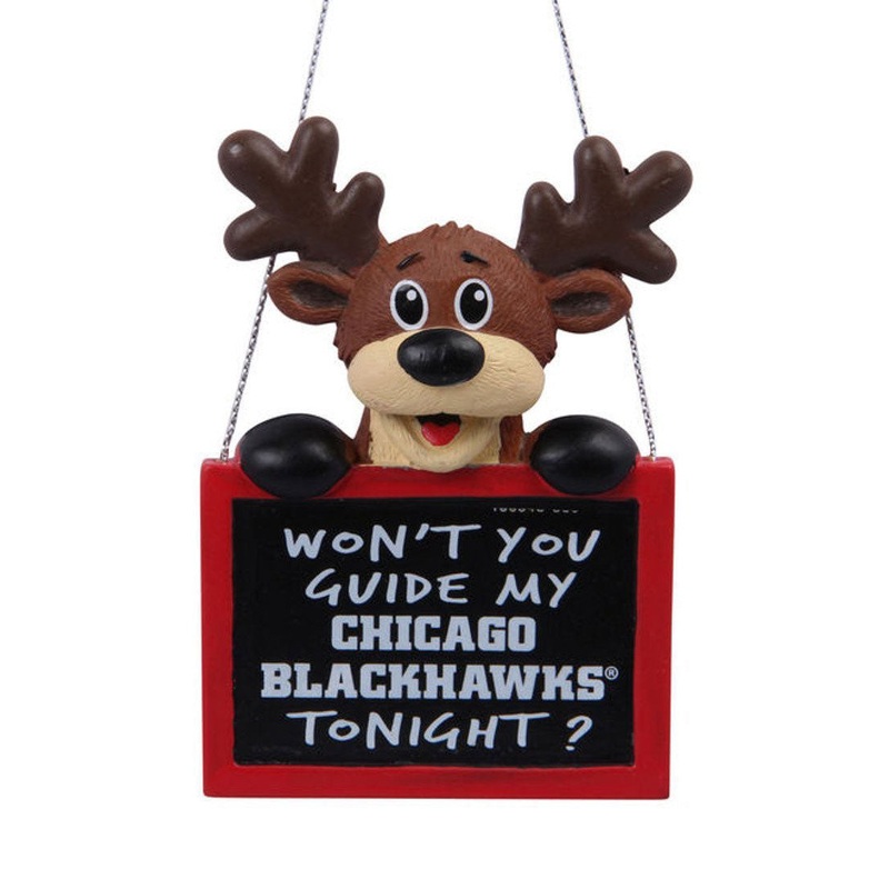 Chicago Blackhawks Reindeer Sign Ornament