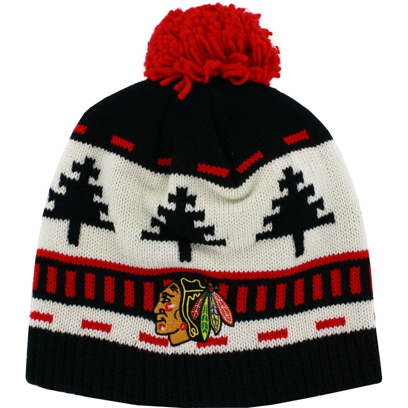 Chicago Blackhawks Trees Pom Beanie