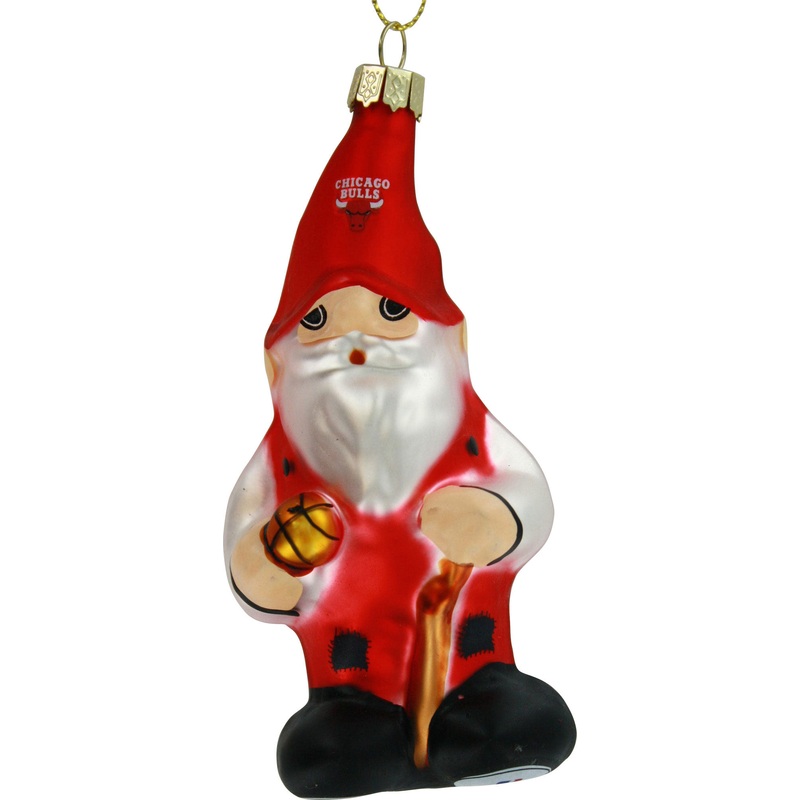 Chicago Bulls Blown Glass Gnome Ornament