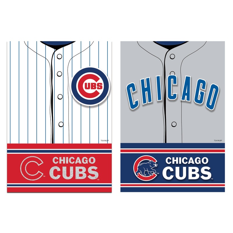 Chicago Cubs Suede Foil Jersey Banner Vertical Flag, Double-Sided