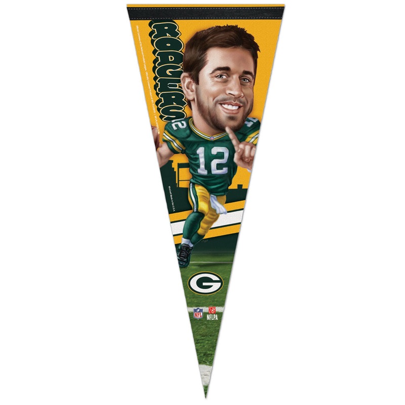 Green Bay Packers Aaron Rodgers Caricature 12" x 30" Premium Pennant