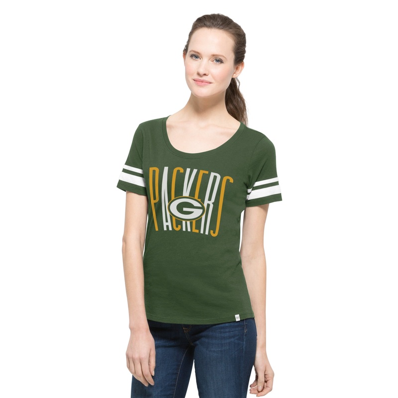 Green Bay Packers Halfback Scoopneck Women's Bottle Green Shirt
