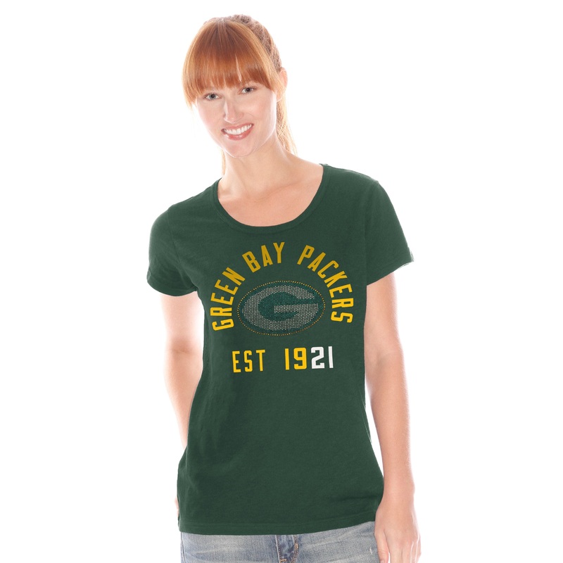 Green Bay Packers Rhinestone Touch by Alyssa Milano Women's Green Shirt