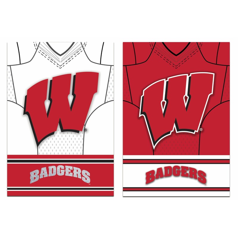Wisconsin Badgers Double Sided 29" x 43" Suede Foil Vertical Team Flag