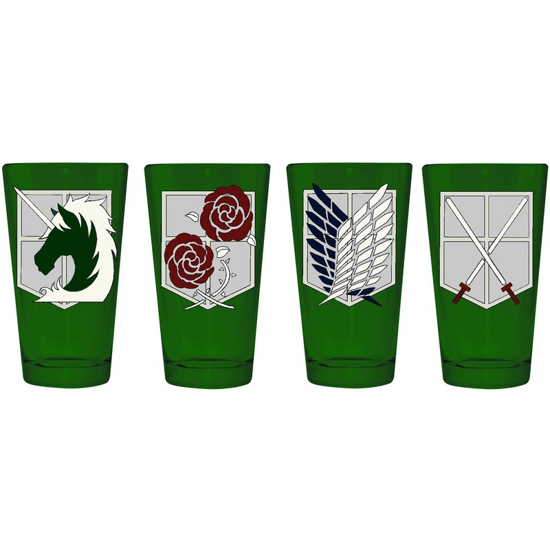 Attack on Titan Badges Pint Glass Set