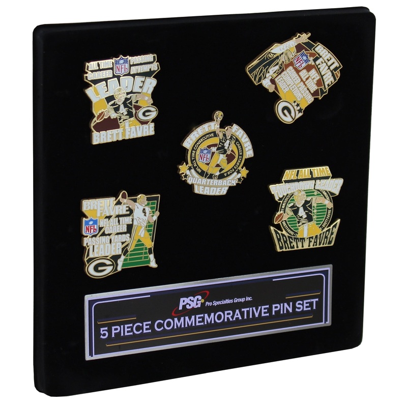 Green Bay Packers Brett Favre 5 Piece Commemorative Hat Pin Gift Set