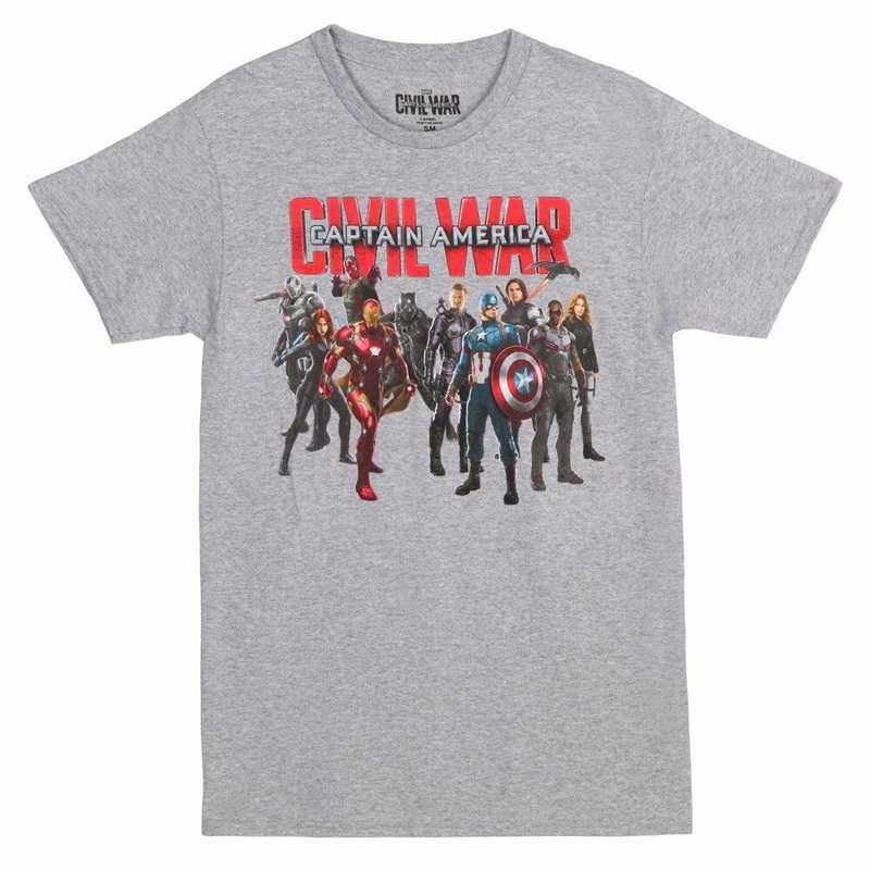 Captain America Civil War Group Shot Men's Heather Grey Shirt