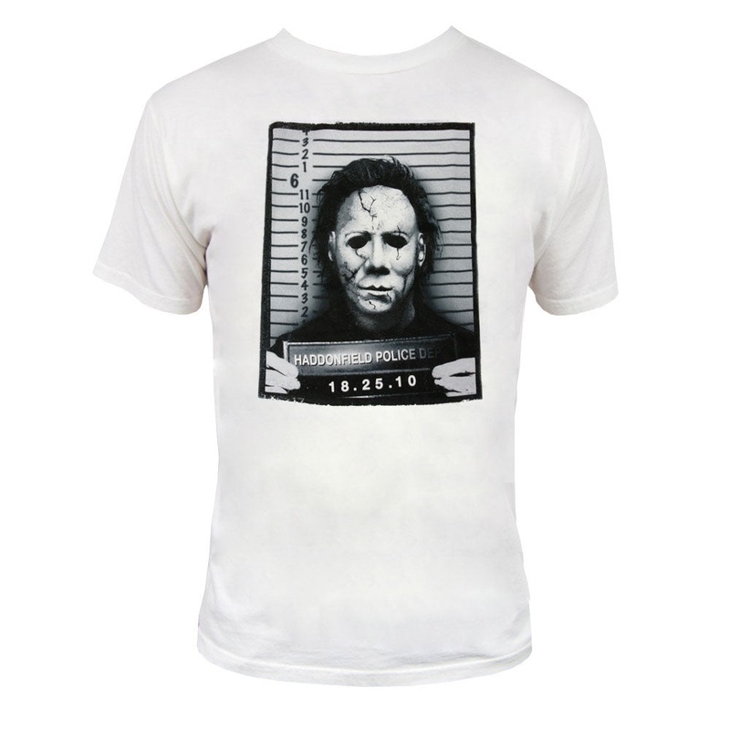 Halloween Michael Myers Mugshot Men's White Tee
