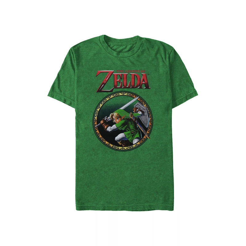 Nintendo Legend of Zelda Sword & Shield Men's Shirt, Heather Green