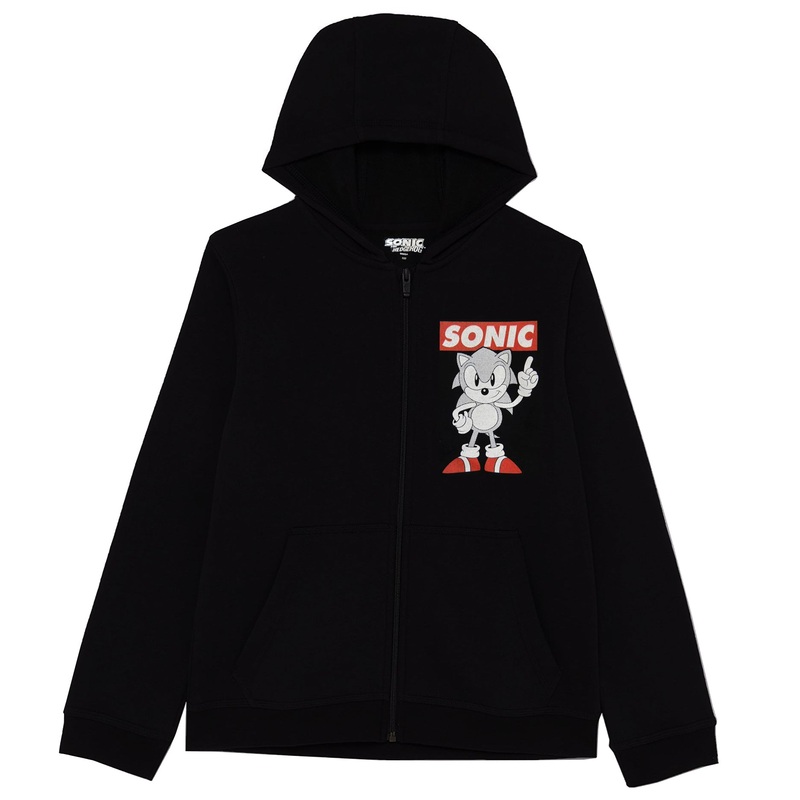 Sonic the Hedgehog Classic Character Youth Zip Hoodie, Black