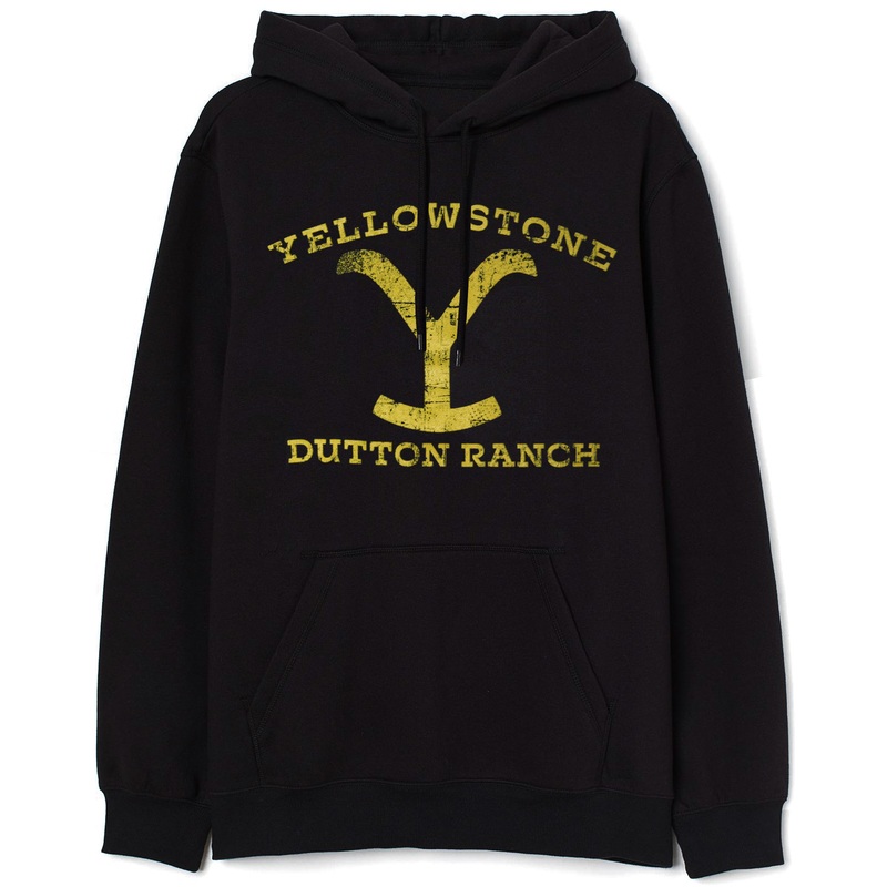 Yellowstone Dutton Ranch Large Logo Men's Pullover Hoodie, Black