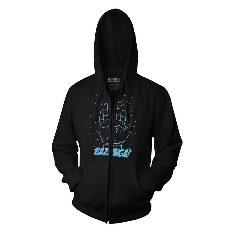 Big Bang Theory Bazinga Spock Hand Black Zip Up Hoodie
