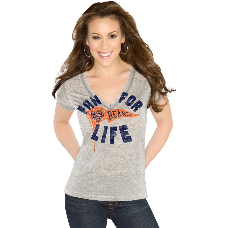Chicago Bears Women's Gray Fan for Life V-Neck T-Shirt