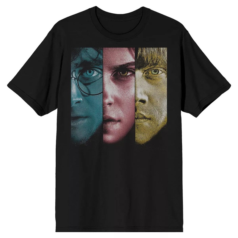 Harry Potter Faces Threadpixel Men's Black Tee