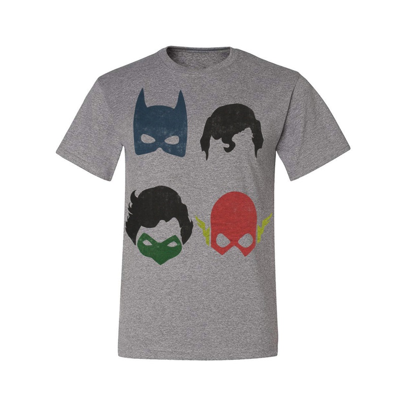 Superhero Group Mask Mug Shot Gray Men's Shirt