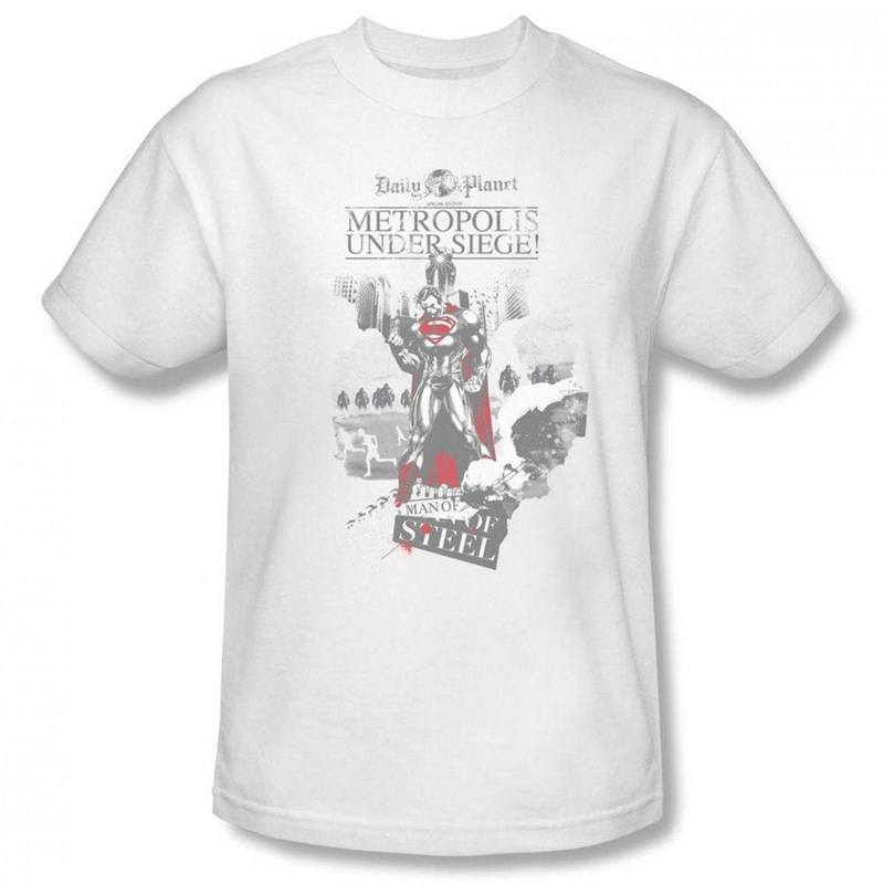 Superman Metropolis Under Siege Men's T-Shirt, White