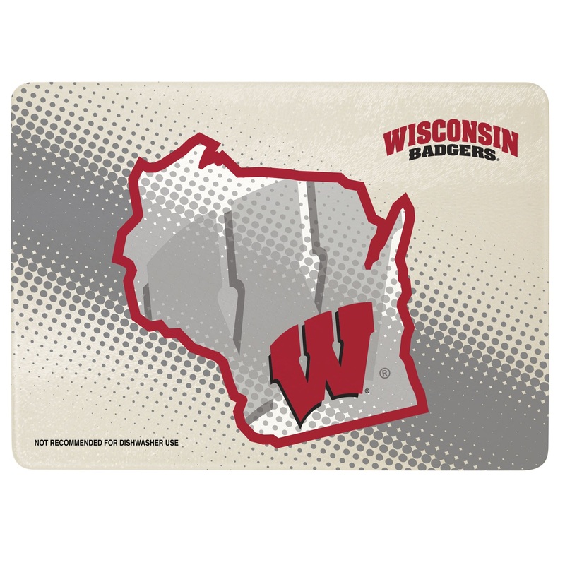 Wisconsin Badgers 12" x 8" Glass Cutting Board
