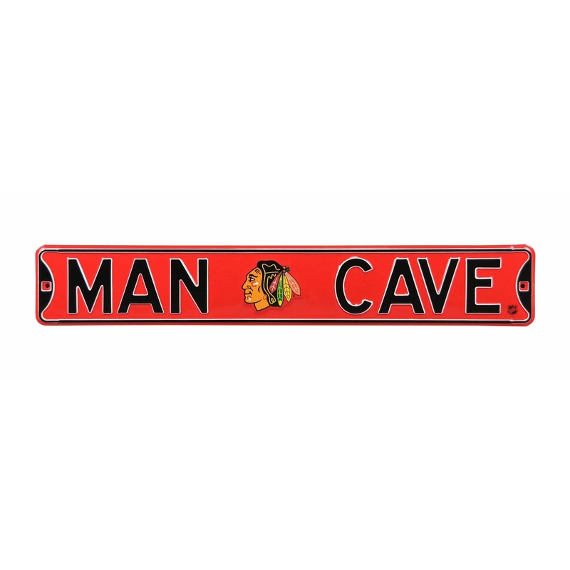 Chicago Blackhawks Man Cave 6" x 36" Metal Street Sign