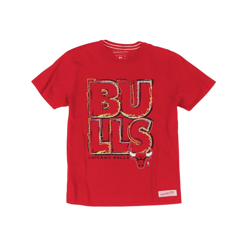 Chicago Bulls Men's Mitchell & Ness Scribble Red T-Shirt