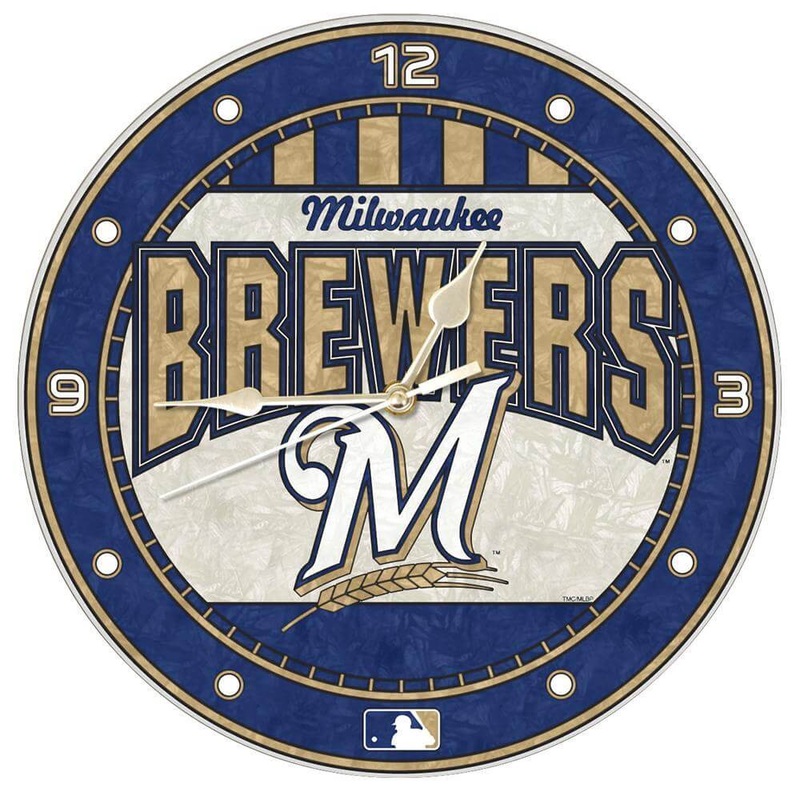 Milwaukee Brewers 12" Art Glass Wall Clock