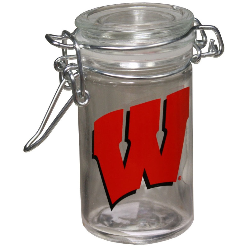 Wisconsin Badgers 2oz Glass Jar with Clasp Lid