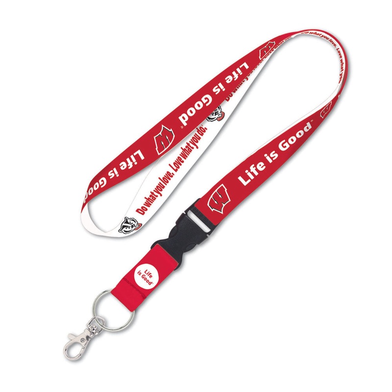 Wisconsin Badgers Life is Good 1" Lanyard w/ Detachable Buckle