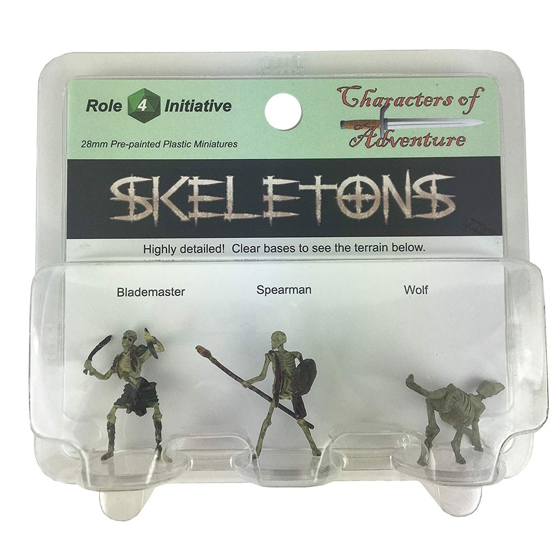 Characters of Adventure: Skeletons Group - Set B - Blademaster, Spearman, Wolf