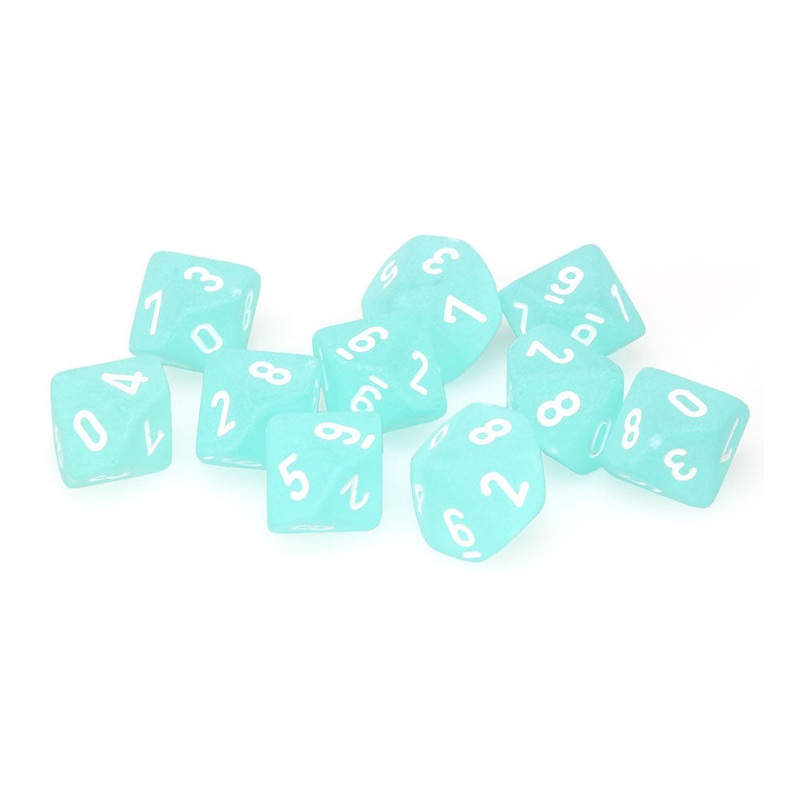 Chessex Frosted Teal/White D10 Dice Set (10)