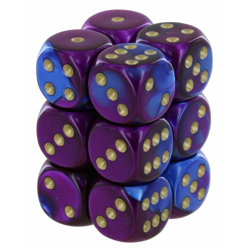 Chessex Gemini Blue-Purple/Gold 16mm Dice Block (12)