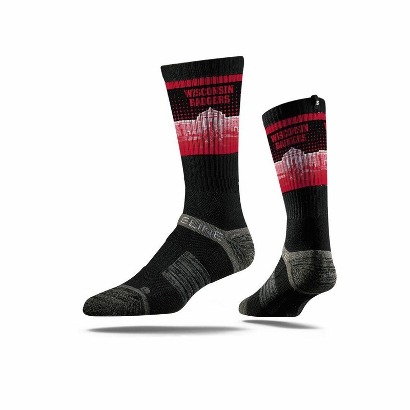University of Wisconsin Badgers Black Socks, Black, One Size