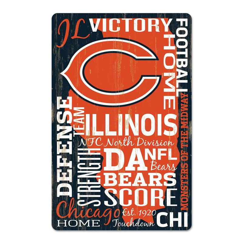 Chicago Bears 1/4" Thick 11" x 17" Wood Sign