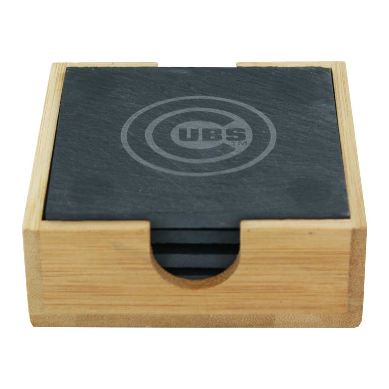 Chicago Cubs Slate Square Coaster Set