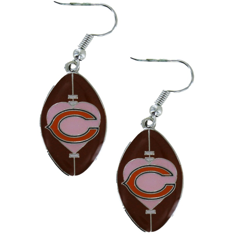 Chicago Bears Heart/Football Dangle Earrings
