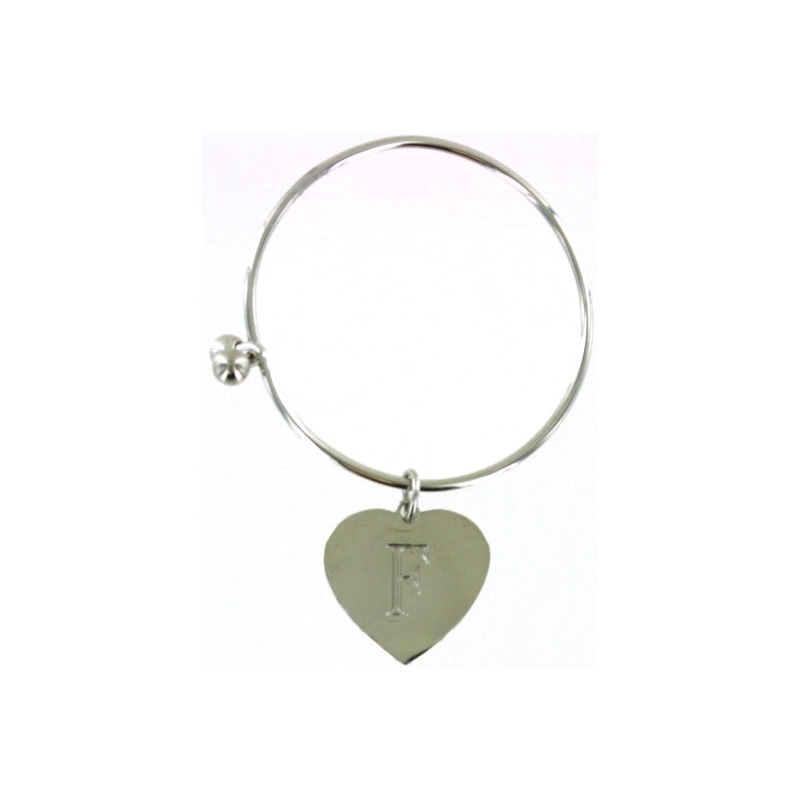 Ganz Alphabet Metal Ring and Heart Charm Key Ring, F