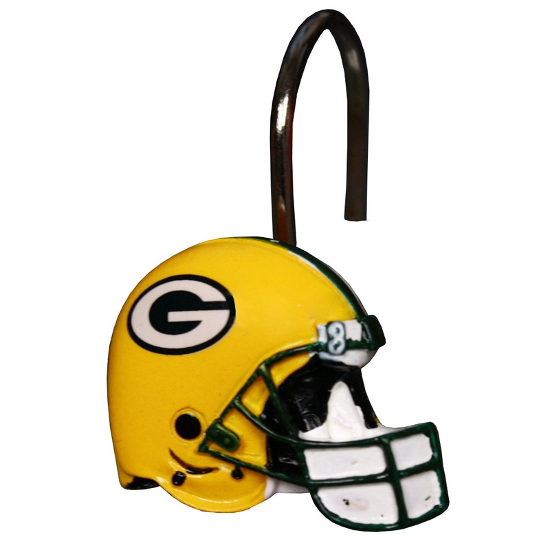 Green Bay Packers Bathroom Shower Curtain Hooks Rings Set