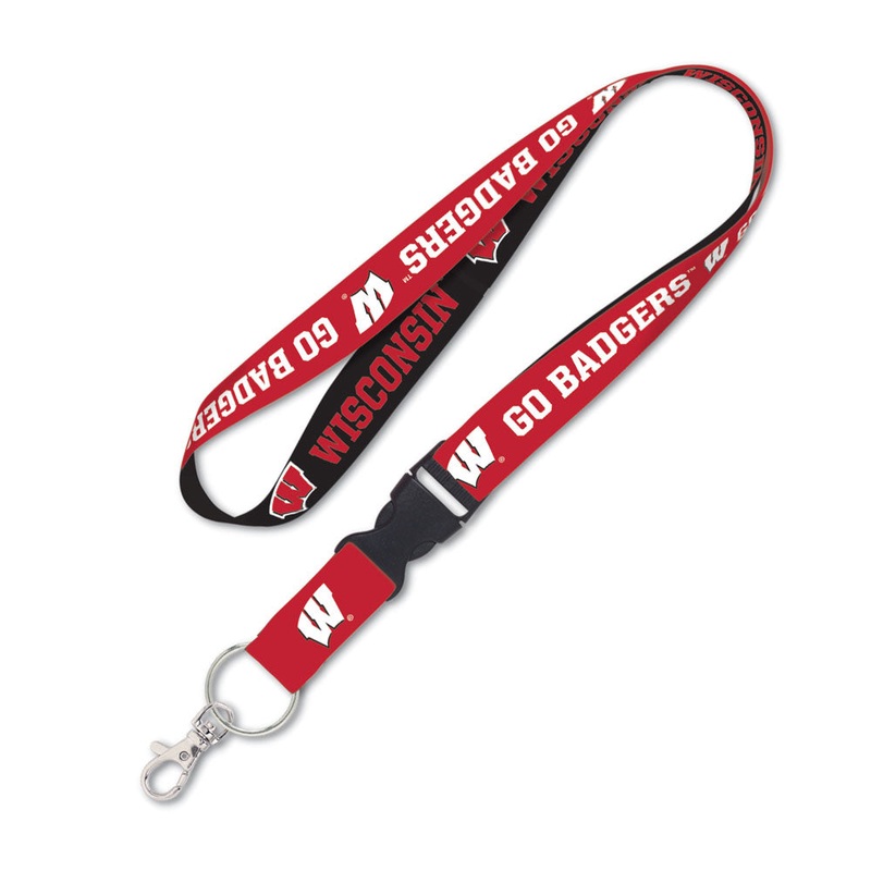 Wisconsin Badgers Go Badgers 1" Lanyard w/ Detachable Buckle