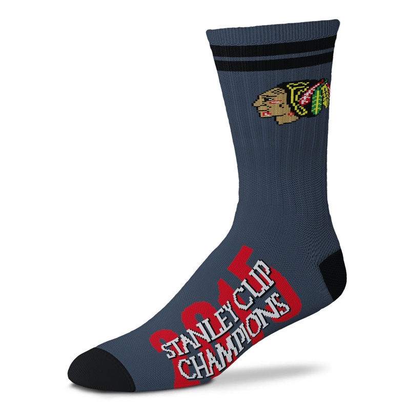 Chicago Blackhawks 2015 Stanley Cup Champions 2-Stripe Crew Socks, Large