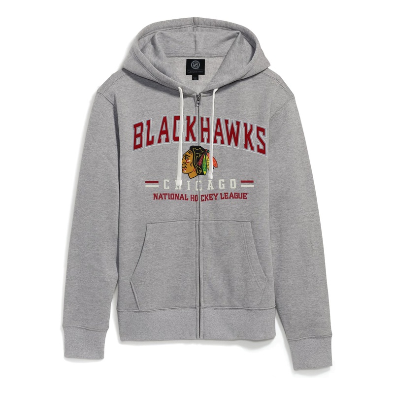 Chicago Blackhawks Men's Grey Zip Up Hoodie